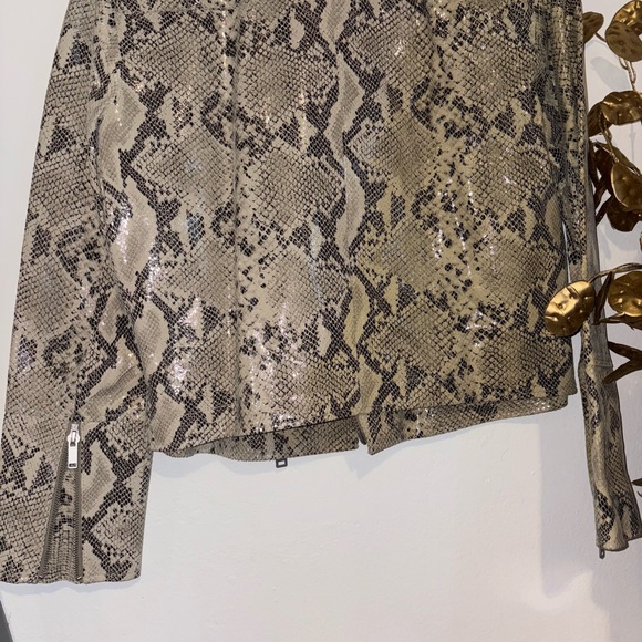 INTERMIX Beige Snakeskin Leather Jacket - Picture 5 of 5